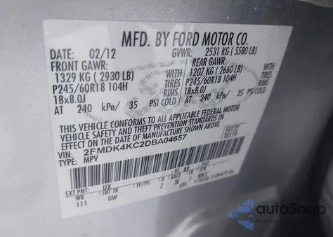 2013 Ford Edge Limited from USA, damaged, VIN 2FMDK4KC2DBA04657